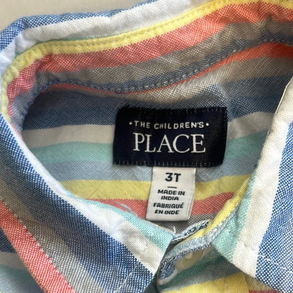 The Children's Place Blue and Yellow Button Down Shirt - Picture 2 of 4